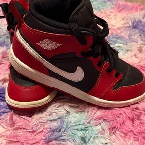 Jordan Kids Red and Black High-Top Sneakers